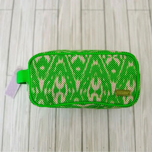NWT | Stephanie Johnson | Make-Up Toiletry Travel Bag Green Ikat Print